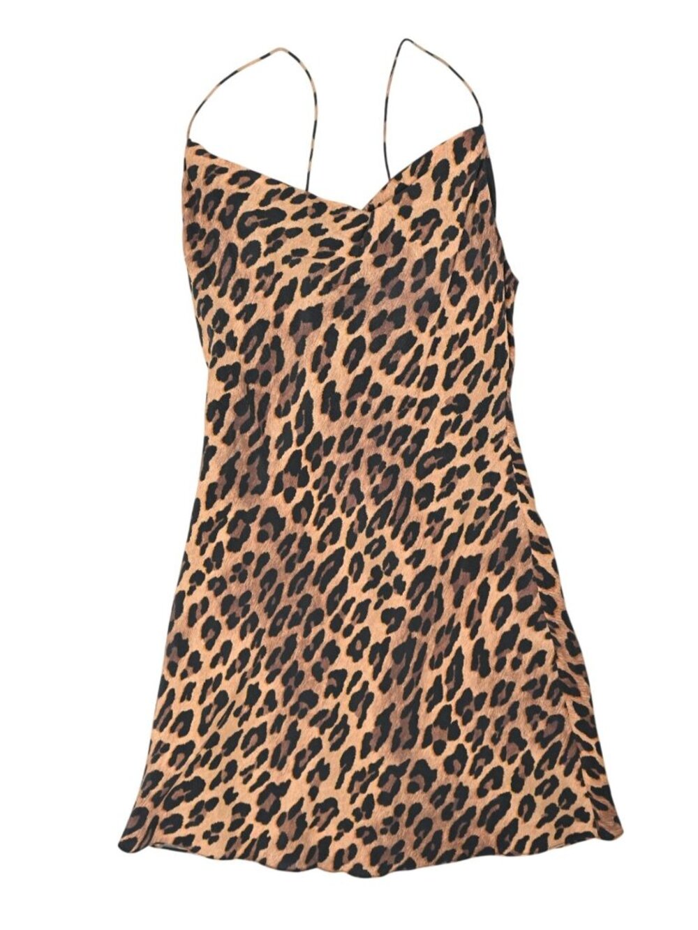 Alice & Olivia Harmony Drapey Slip Dress in Spotted Leopard Dark Tan